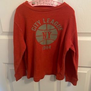 Old navy basketball top long sleeve thermal shirt 100% cotton orange city league